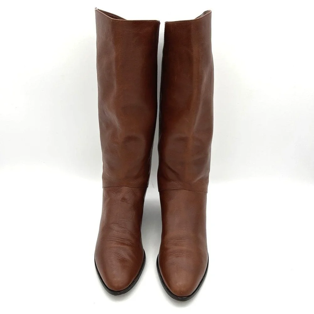 Vintage 90s Etienne Aigner 7774 Brown Leather Knee High Boots Women's Size 8M